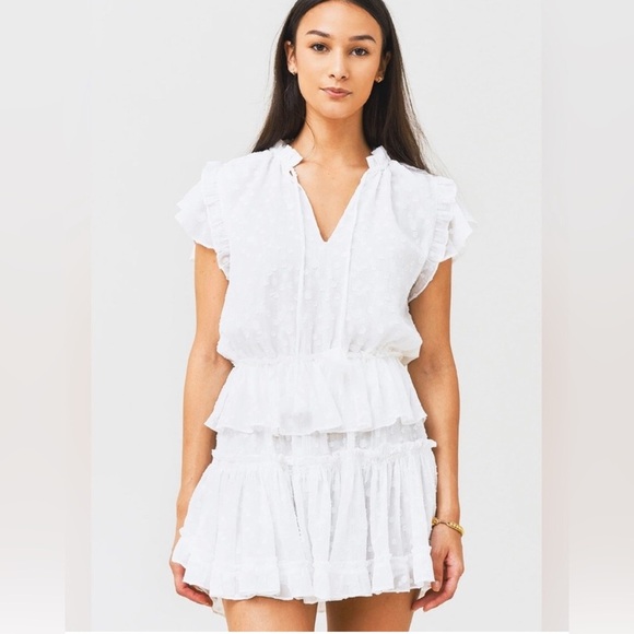 NWOT MISA Los Angeles Lilian White Lace Tiered Dress Size Large - Picture 10 of 13